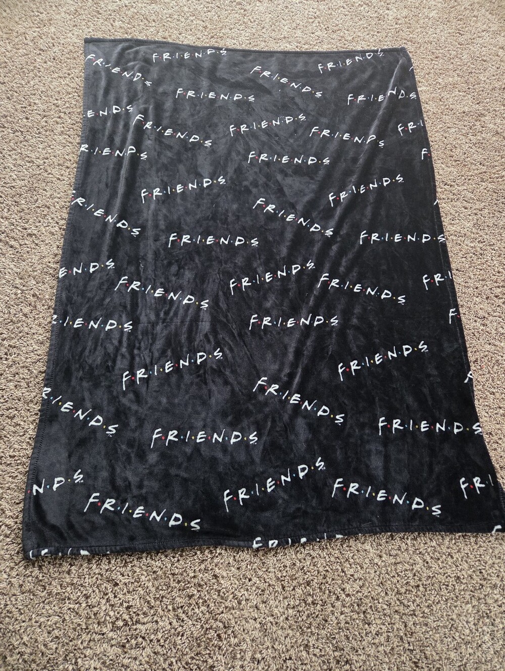 Friends Black Logo Print Blanket